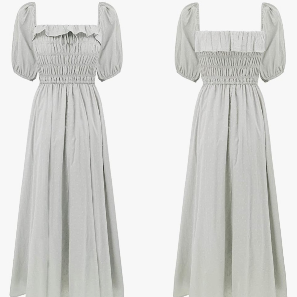 Viral cottage core dress in grey NWOT